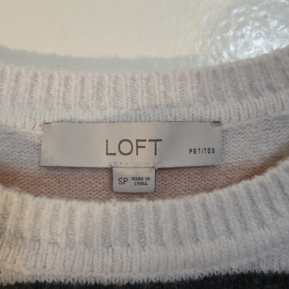 LOFT Women's Pastel Striped Crew Neck Sweater - Picture 3 of 3